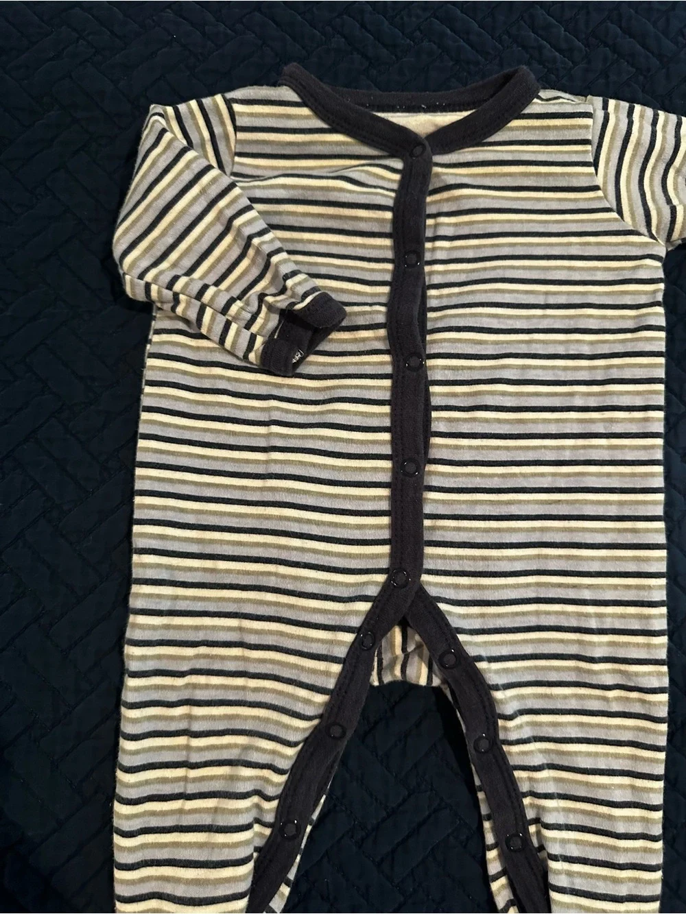 Striped Blue & Brown Footed Baby Cotton One-Piece Play and sleep size 0-3 Months